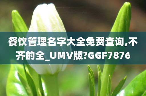 餐饮管理名字大全免费查询,不齐的全_UMV版?GGF7876