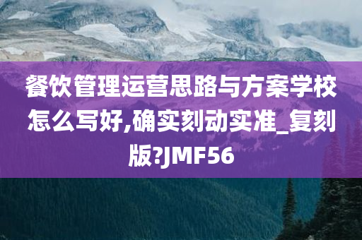 餐饮管理运营思路与方案学校怎么写好,确实刻动实准_复刻版?JMF56