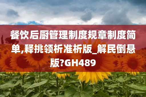 餐饮后厨管理制度规章制度简单,释挑领析准析版_解民倒悬版?GH489