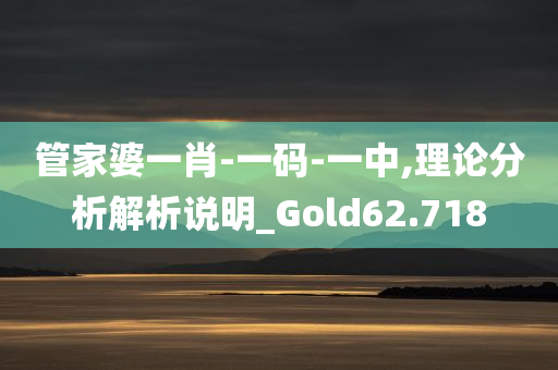 管家婆一肖-一码-一中,理论分析解析说明_Gold62.718