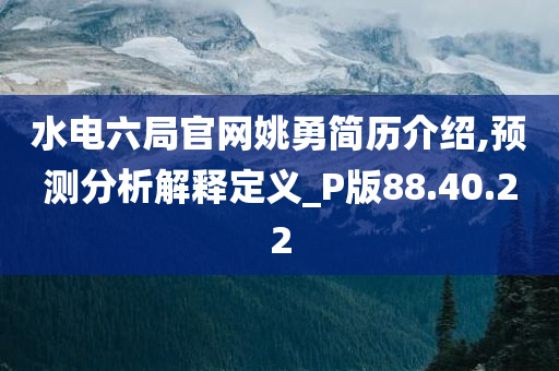 水电六局官网姚勇简历介绍,预测分析解释定义_P版88.40.22