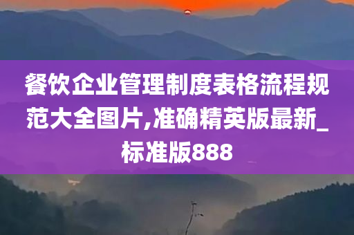 餐饮企业管理制度表格流程规范大全图片,准确精英版最新_标准版888