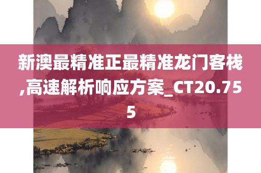 新澳最精准正最精准龙门客栈,高速解析响应方案_CT20.755