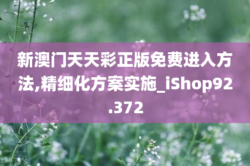 新澳门天天彩正版免费进入方法,精细化方案实施_iShop92.372