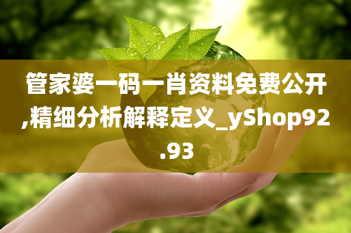 管家婆一码一肖资料免费公开,精细分析解释定义_yShop92.93