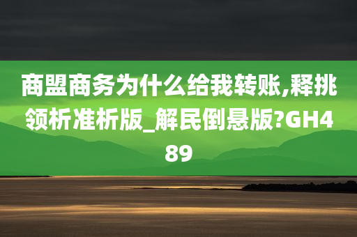 商盟商务为什么给我转账,释挑领析准析版_解民倒悬版?GH489