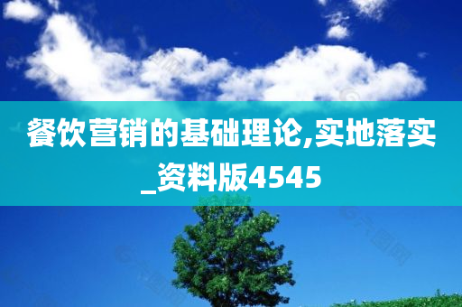 餐饮营销的基础理论,实地落实_资料版4545