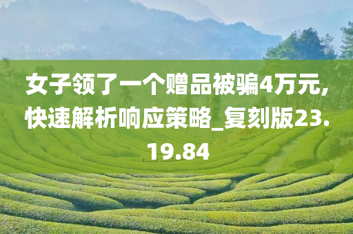 女子领了一个赠品被骗4万元,快速解析响应策略_复刻版23.19.84