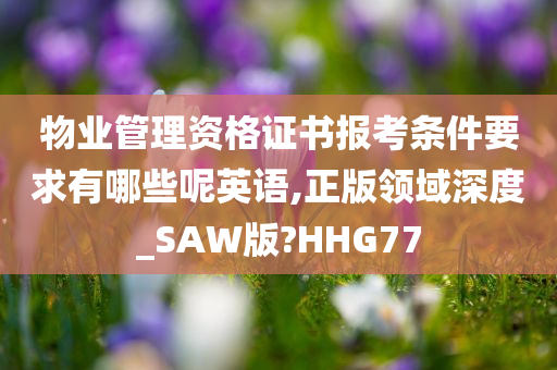 物业管理资格证书报考条件要求有哪些呢英语,正版领域深度_SAW版?HHG77