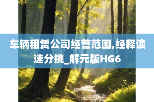 车辆租赁公司经营范围,经释读速分挑_解元版HG6