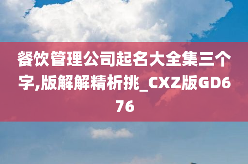 餐饮管理公司起名大全集三个字,版解解精析挑_CXZ版GD676