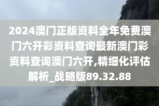 2024澳门正版资料全年免费澳门六开彩资料查询最新澳门彩资料查询澳门六开,精细化评估解析_战略版89.32.88