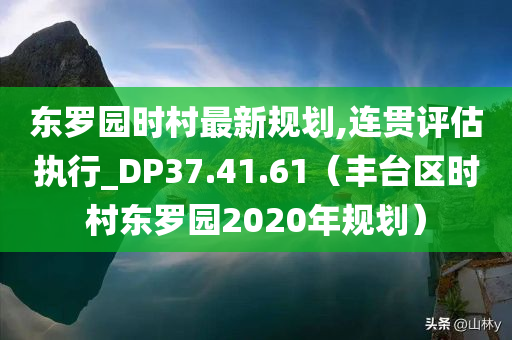 东罗园时村最新规划,连贯评估执行_DP37.41.61（丰台区时村东罗园2020年规划）