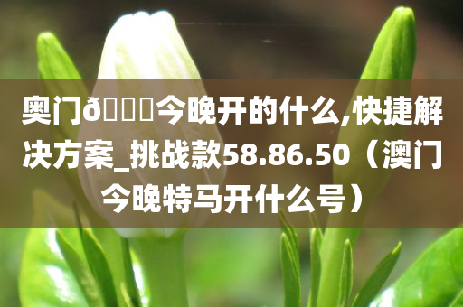 奥门🐎今晚开的什么,快捷解决方案_挑战款58.86.50（澳门今晚特马开什么号）