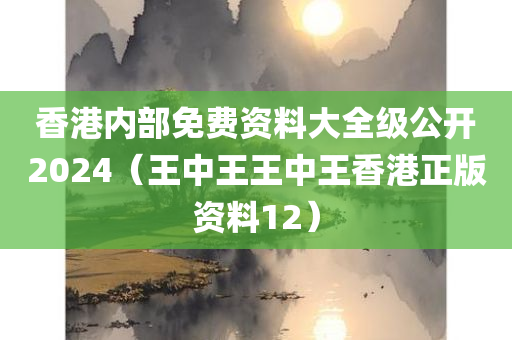 香港内部免费资料大全级公开2024（王中王王中王香港正版资料12）