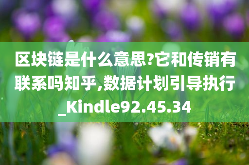 区块链是什么意思?它和传销有联系吗知乎,数据计划引导执行_Kindle92.45.34