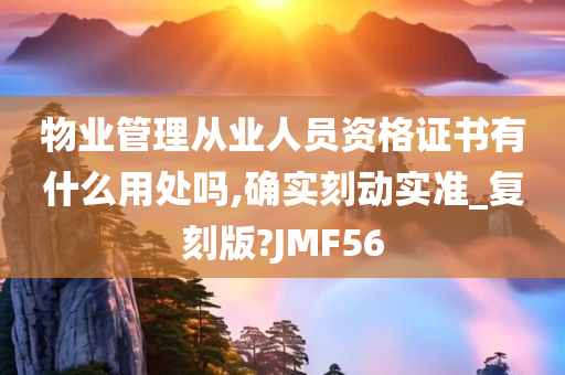 物业管理从业人员资格证书有什么用处吗,确实刻动实准_复刻版?JMF56