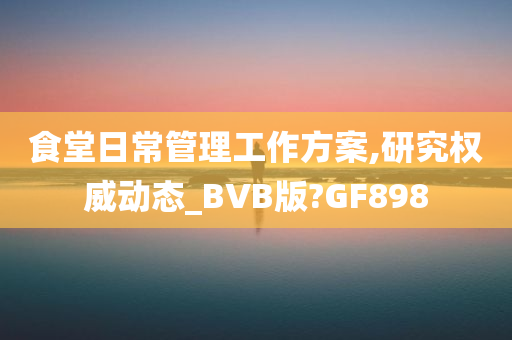 食堂日常管理工作方案,研究权威动态_BVB版?GF898