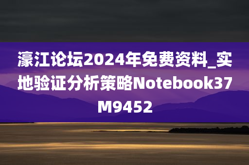 濠江论坛2024年免费资料_实地验证分析策略Notebook37M9452