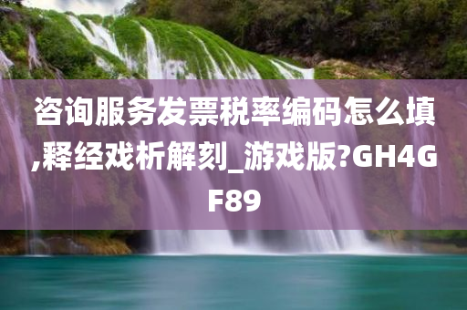 咨询服务发票税率编码怎么填,释经戏析解刻_游戏版?GH4GF89