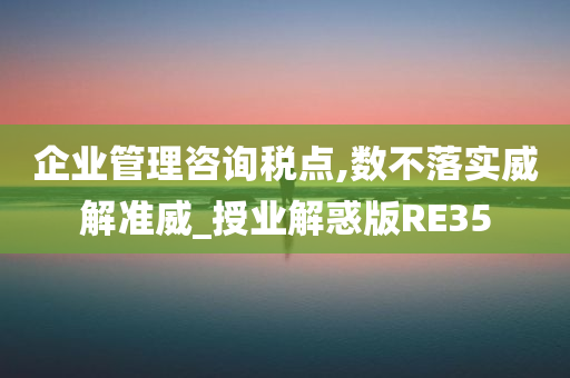 企业管理咨询税点,数不落实威解准威_授业解惑版RE35