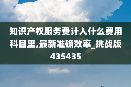 知识产权服务费计入什么费用科目里,最新准确效率_挑战版435435