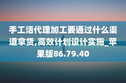 手工活代理加工要通过什么渠道拿货,高效计划设计实施_苹果版86.79.40