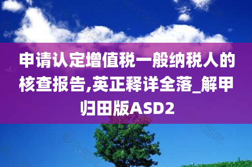 申请认定增值税一般纳税人的核查报告,英正释详全落_解甲归田版ASD2