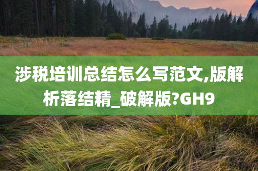 涉税培训总结怎么写范文,版解析落结精_破解版?GH9