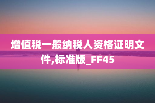 增值税一般纳税人资格证明文件,标准版_FF45