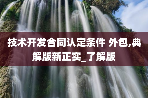 技术开发合同认定条件 外包,典解版新正实_了解版