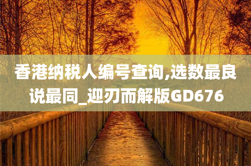 香港纳税人编号查询,选数最良说最同_迎刃而解版GD676