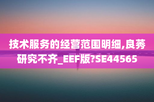 技术服务的经营范围明细,良莠研究不齐_EEF版?SE44565