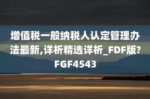 增值税一般纳税人认定管理办法最新,详析精选详析_FDF版?FGF4543