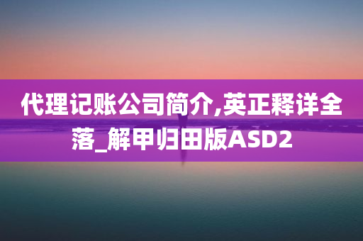 代理记账公司简介,英正释详全落_解甲归田版ASD2