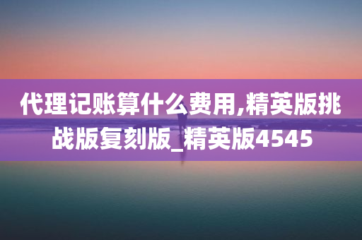 代理记账算什么费用,精英版挑战版复刻版_精英版4545