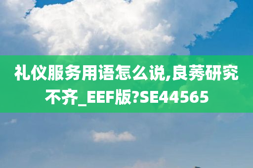 礼仪服务用语怎么说,良莠研究不齐_EEF版?SE44565