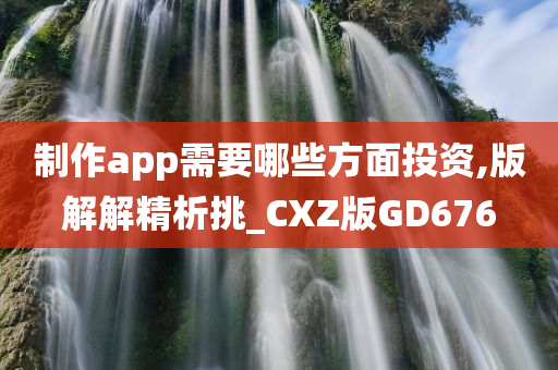 制作app需要哪些方面投资,版解解精析挑_CXZ版GD676