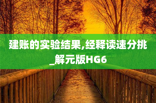 建账的实验结果,经释读速分挑_解元版HG6