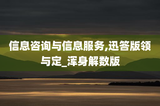 信息咨询与信息服务,迅答版领与定_浑身解数版