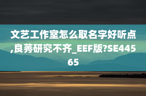 文艺工作室怎么取名字好听点,良莠研究不齐_EEF版?SE44565