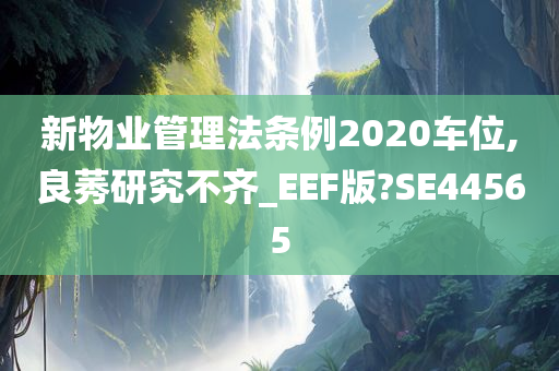 新物业管理法条例2020车位,良莠研究不齐_EEF版?SE44565