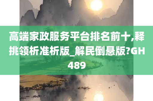 高端家政服务平台排名前十,释挑领析准析版_解民倒悬版?GH489