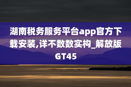 湖南税务服务平台app官方下载安装,详不数数实构_解放版GT45