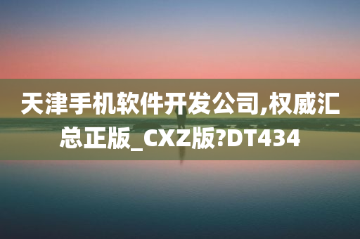 天津手机软件开发公司,权威汇总正版_CXZ版?DT434