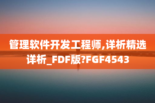 管理软件开发工程师,详析精选详析_FDF版?FGF4543