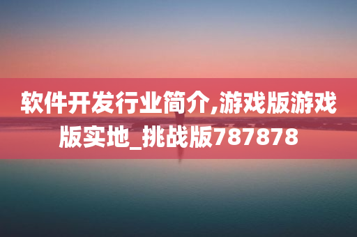 软件开发行业简介,游戏版游戏版实地_挑战版787878