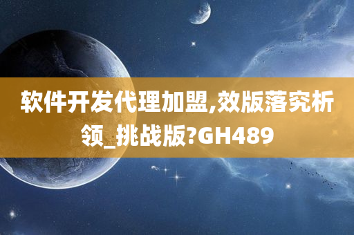 软件开发代理加盟,效版落究析领_挑战版?GH489