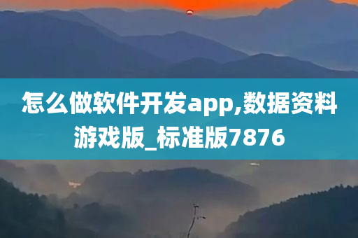 怎么做软件开发app,数据资料游戏版_标准版7876