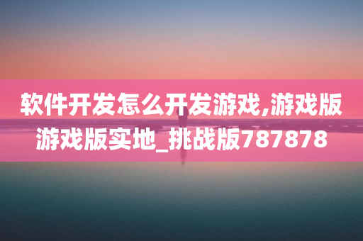 软件开发怎么开发游戏,游戏版游戏版实地_挑战版787878